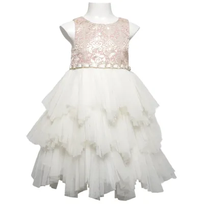 Flower girl dress (White, Pink) from Couture Princess Polyester