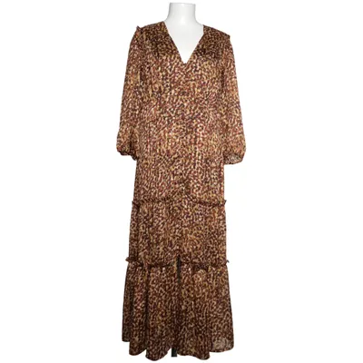 Maxikjole (Brun, Sort, Flerfarvet) fra Second Female Elastan, Metallfiber, Polyester