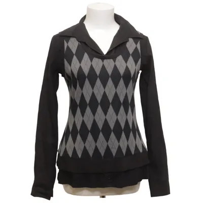 Pullover (Black, Gray) from Background Cotton, Metallic fiber, Polyester