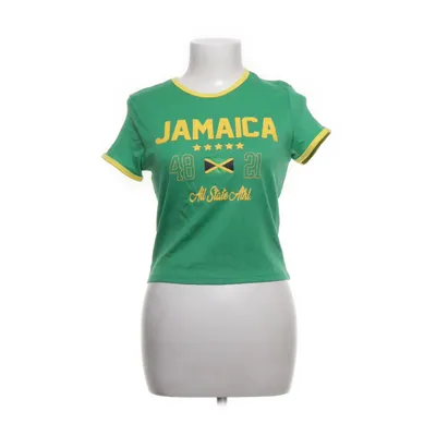 T-shirt (Groen, Geel) van Bershka Katoen, Elastaan, Modal