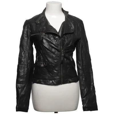 Biker jacket (Black) from Softy Outerwear Collection Polyester, Polyurethane, Viscose