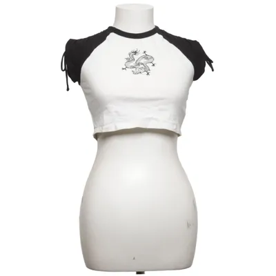 T-shirt (Wit, Zwart) van Bershka Katoen, Elastaan
