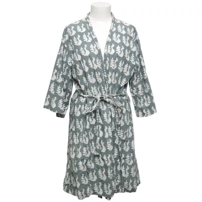 Peignoir (Bleu, Blanc) de Afroart Coton