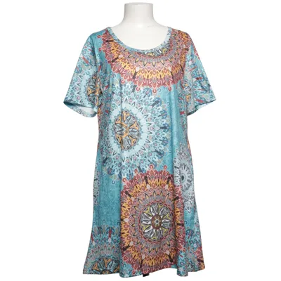 Jurk (Blauw, Meerkleurig) van Yidarton Katoen, Polyester