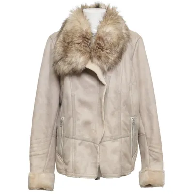 Shearling jacket (Beige) from Ms Mode Acrylic, Polyester, Polyurethane, Viscose