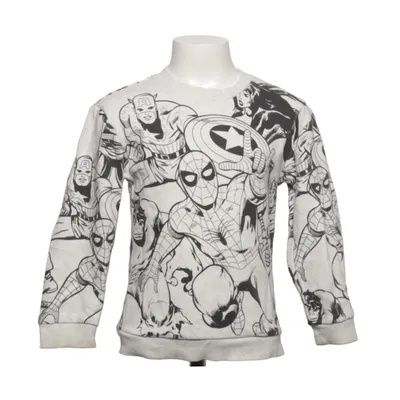 Sweatshirt (Gray, Black, White) from H&M x Marvel Cotton, Elastane, Polyester