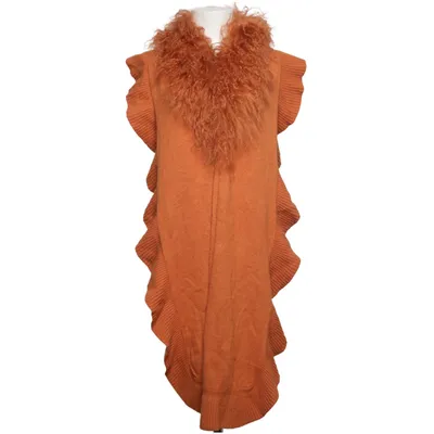 Poncho (Orange) från Caroline Biss Angora, Bomull, Polyamid, Viskos, Ull