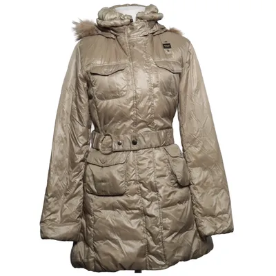 Daunenmantel (Beige) von Blauer Daune, Feder, Pelz, Polyamid