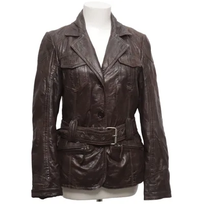 Veste en cuir (Marron) de Gipsy Coton, Cuir, Polyester, Fourrure de lapin