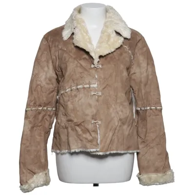 Shearlingjakke (Brun, Beige) fra Kriss Akryl, Polyester, Ruskind