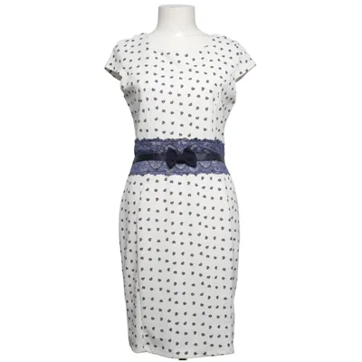 Dress (White, Blue) from Miss Classic Cotton, Polyester