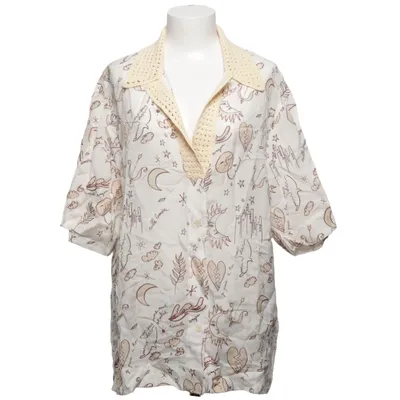 Korte mouwen shirt (Wit, Bruin) van Sandro Linnen, Nylon, Viscose