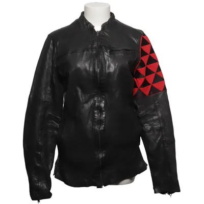 Lederjacke (Schwarz, Rot) von Be Edgy Baumwolle, Leder, Polyester