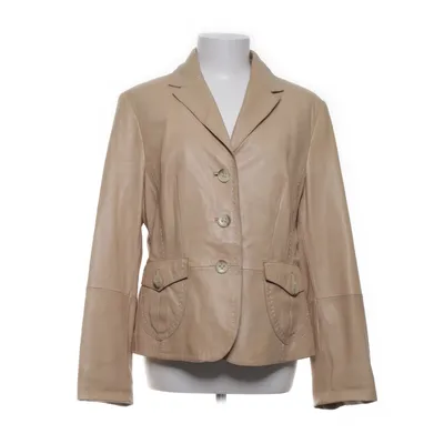 Läderkavaj (Beige) från Collection Acetat, Bomull, Skinn, Polyester