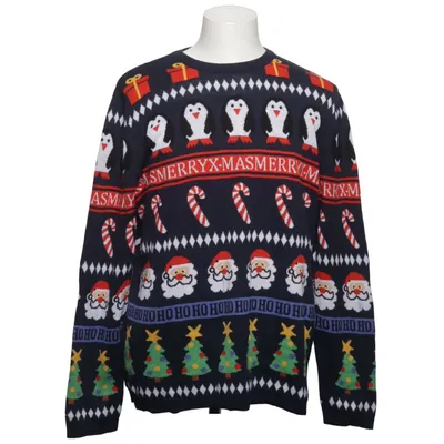 Weihnachtspullover (Blau, Mehrfarbig) von H&M Trend Baumwolle