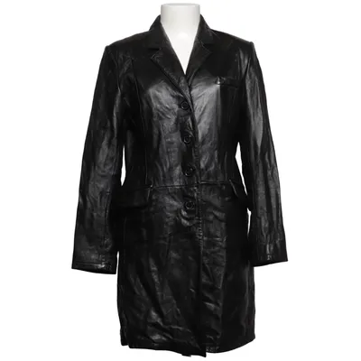 Leren jas (Zwart) van Hollies Stockholm Leer, Polyester