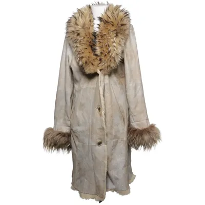 Veste en peau de mouton retournée (Beige, Marron) Fourrure de lapin