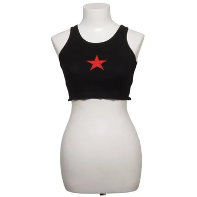 Crop top (Zwart, Rood) van Current Mood Katoen, Elastaan