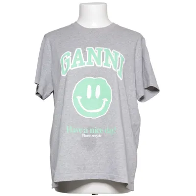 T-shirt (Gris, Vert) de Ganni Coton recyclé, Polyester recyclé