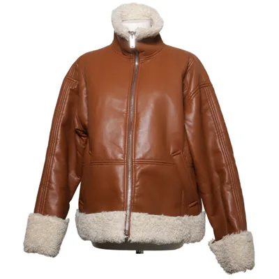 Shearling jacket (Brown, White) from Gina Tricot Polyester, Polyurethane