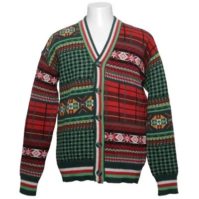 Cardigan (Grøn, Rød, Flerfarvet) fra Drôle de Monsieur Kashmir, Merinould, Polyamid, Viscose