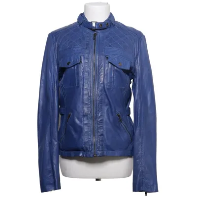 Läderjacka (Blå) från Mandarin Skinn, Polyester