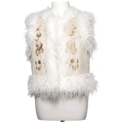 Outer vest (White, Beige) from Indiska Elastane, Polyester