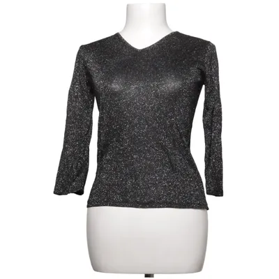 Sweater (Black, Silver) from Turnover Polyester, Silk, Viscose
