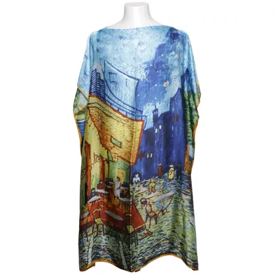 Kaftan (Blauw, Geel, Meerkleurig) Zijde, Viscose