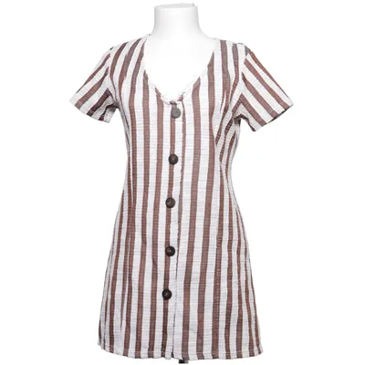 Kjole (Brun, Hvid) fra Zara Trafaluc Bomuld, Polyester