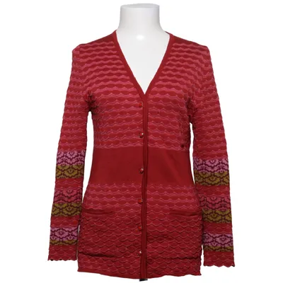 Cardigan (Rouge, Multicolore) de Oleana Laine de mouton, Soie