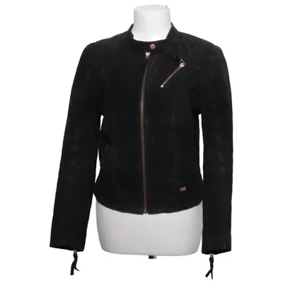 Leren jack (Zwart) van Mainpol Katoen, Leer, Polyester