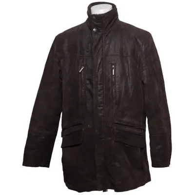 Leren jack (Bruin) van Saki Collection Leer, Polyester, Viscose