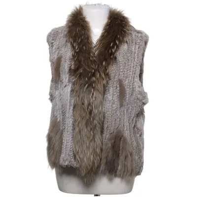 Fur vest (Gray, Brown) from Mauritius Rabbit fur