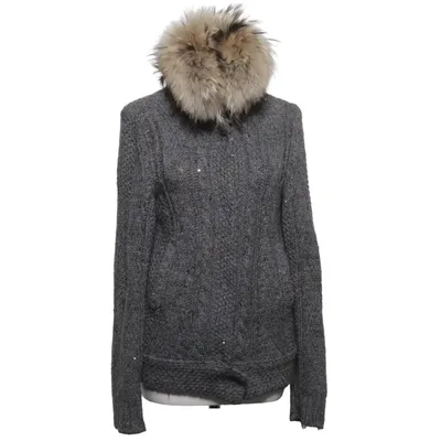 Cardigan (Gray) from Bruno Manetti Cashmere, Fur, Mohair, Polyamide, Silk, Viscose