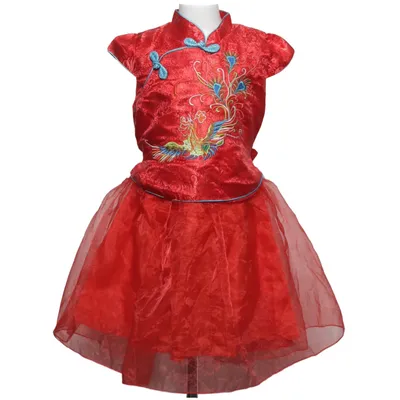 Cheongsam (Red, Multicolored) from Eastern Collection