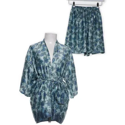 Pyjamas (Blå, Flerfärgad) Silke