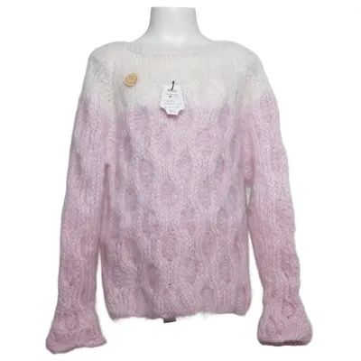 Sweater (Pink, Hvid) fra Handmade Alpacauld, Angora