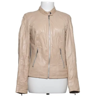 Leren jack (Beige) van Manguun Leer, Polyester
