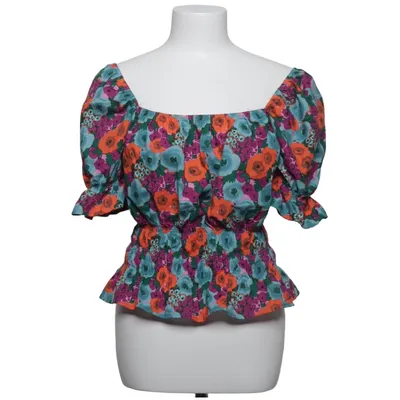 Top (Aqua Purple Floral) from Lush Cotton, Linen