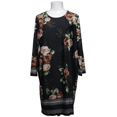 Klänning (Svart, Flerfärgad) från Happy Holly Elastan, Polyester