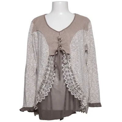 Strickjacke (Beige, Braun) von Fair Lady Acryl, Baumwolle, Polyamid, Polyester