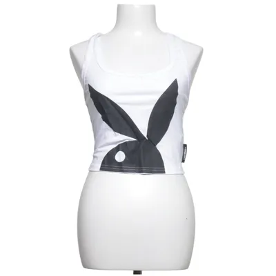 Crop top (Blanc) de Playboy x Missguided Coton, Élasthane, Polyester