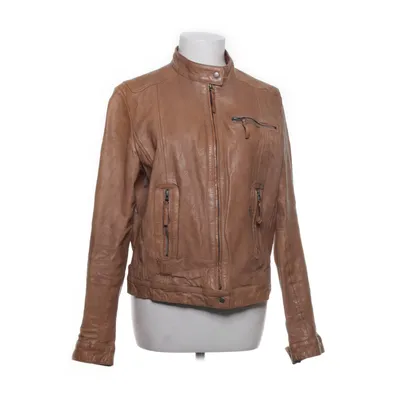 Læderjakke (Brun) fra MDK Bomuld, Læder, Polyester