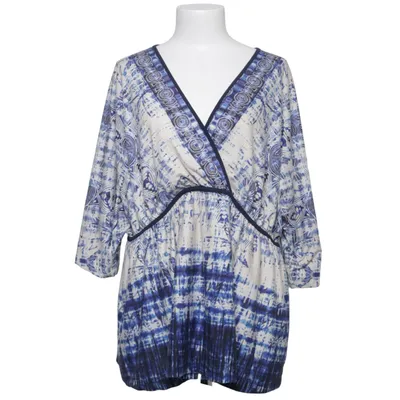 Wrap blouse (Blue, White, Multicolored) from Bodyflirt Elastane, Polyester