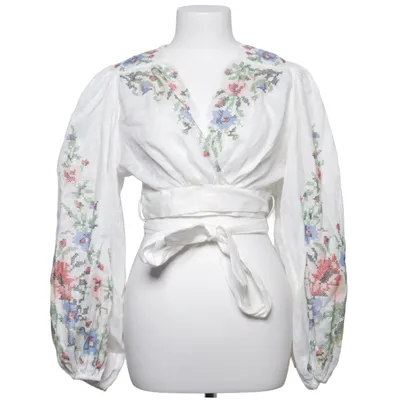 Blouse portefeuille (Blanc, Multicolore) de Zimmermann Coton, Lin, Polyester