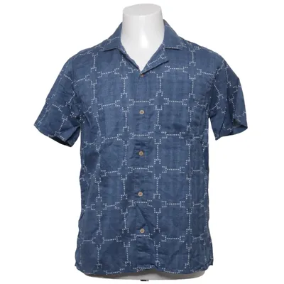 Short sleeve shirt (Blue, White) from Hollister Cotton, Linen