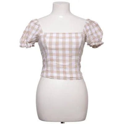 Crop Top (Beige, Weiß) von Abercrombie & Fitch Leinen, Viskose