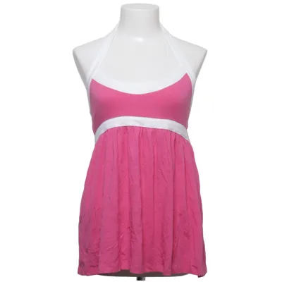 Halterneck top (Pink, Hvid) fra Moda International Bomuld, Elastan, Modal