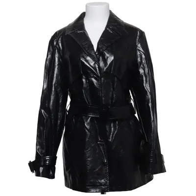 Coat (Black) from Topshop Polyurethane, Viscose